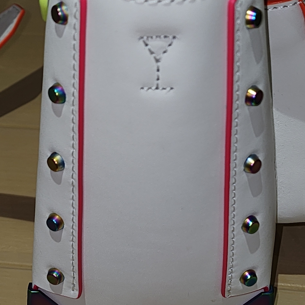 Michael Kors Manhattan Medium Contrast Trim Leather Satchel Optic White - Picture 10 of 16